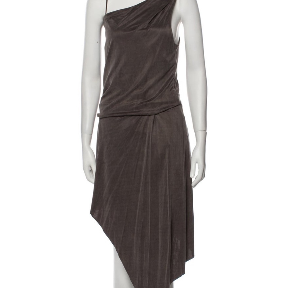 Helmut Lang Elegant One-Shoulder Grey Black Dress - Size Small